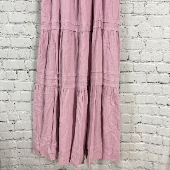 Anthropologie Somerset Pink Linen Blend Smocked Maxi Dress Womens Size XS - Picture 10 of 15